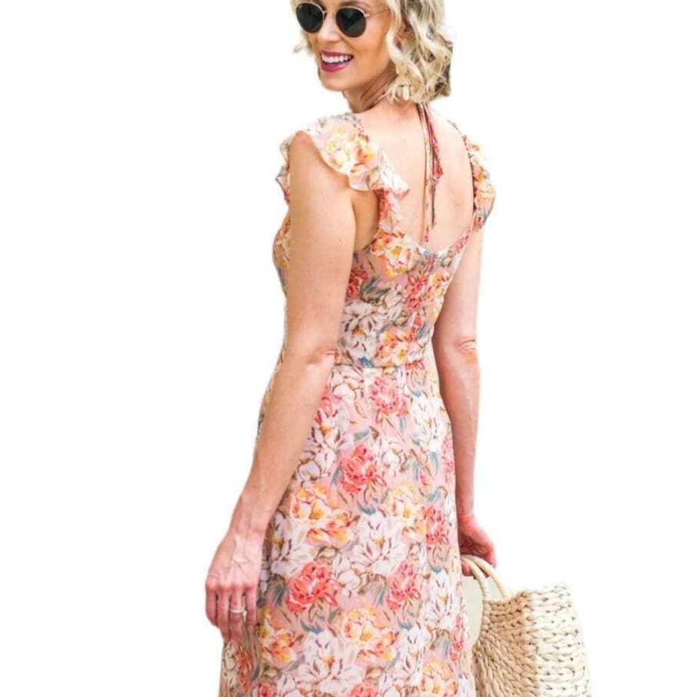 NWT WAYF Valerie Blouson  Dress In Coral Floral Print Sz XXL - Picture 2 of 5